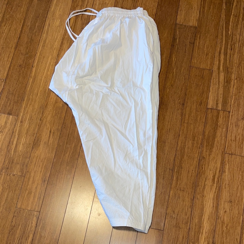 White Drawstring Wide Leg Pants